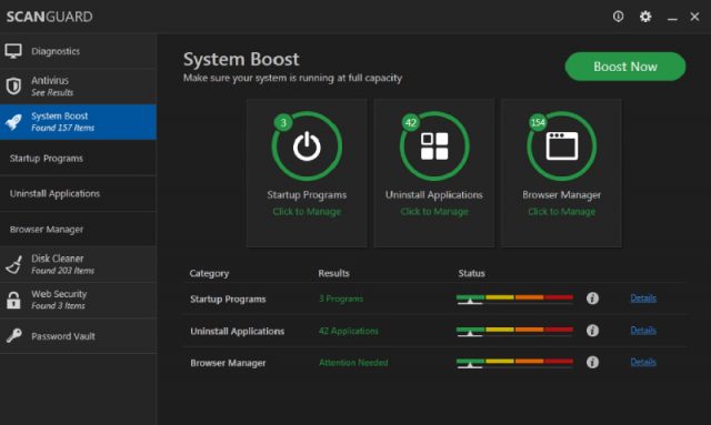 ScanGuard Interface of System Boost