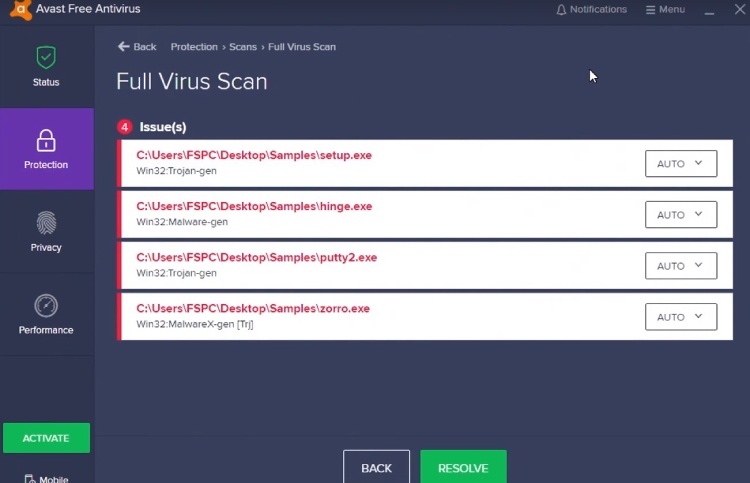 avast antivirus user interface