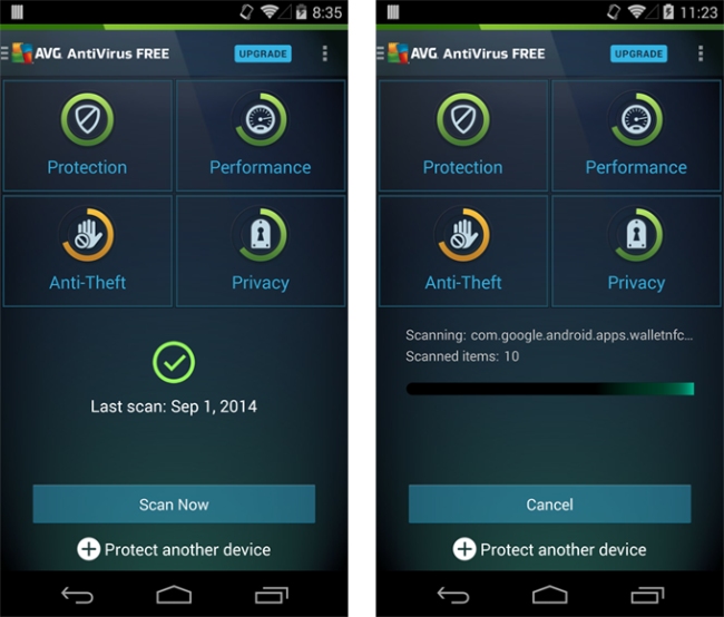 AVG Antivirus for Android.