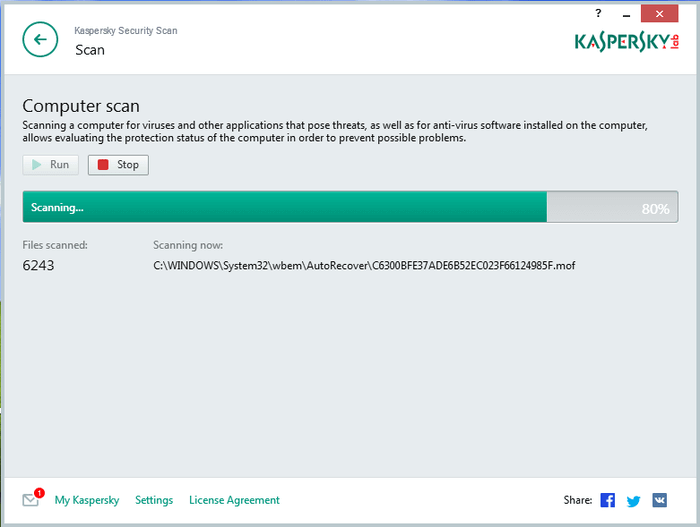 Kaspersky Scanning Screenshot