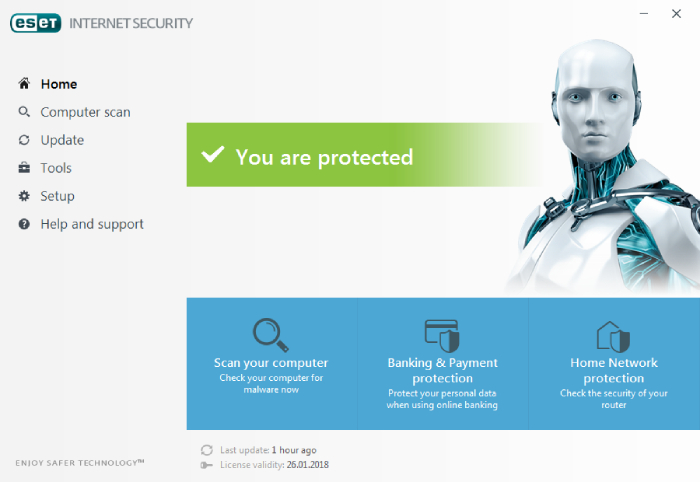 Eset Antivirus Main Screen.