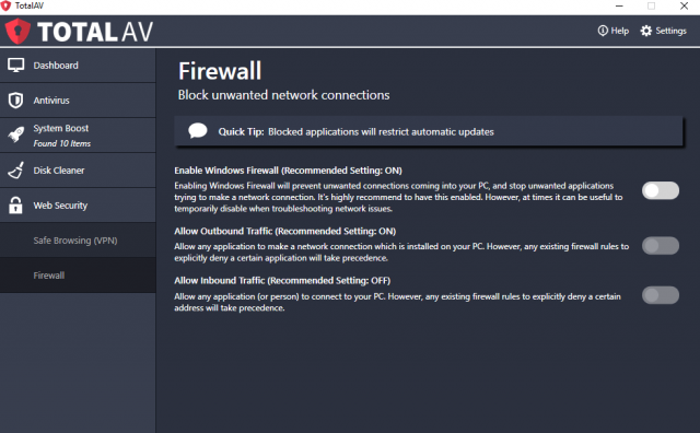 TotalAV Firewall | Total AV Review 2019