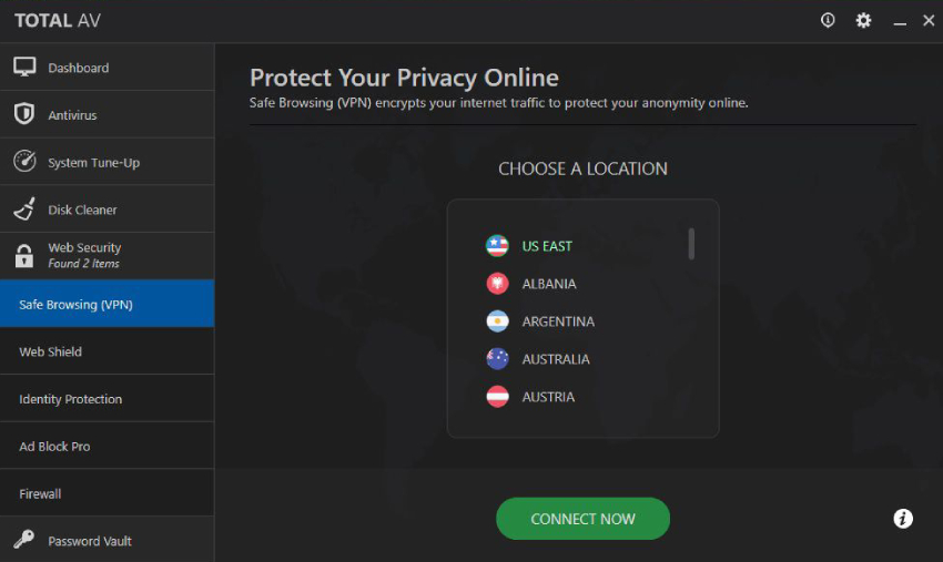 Total AV Secure Browsing VPN.