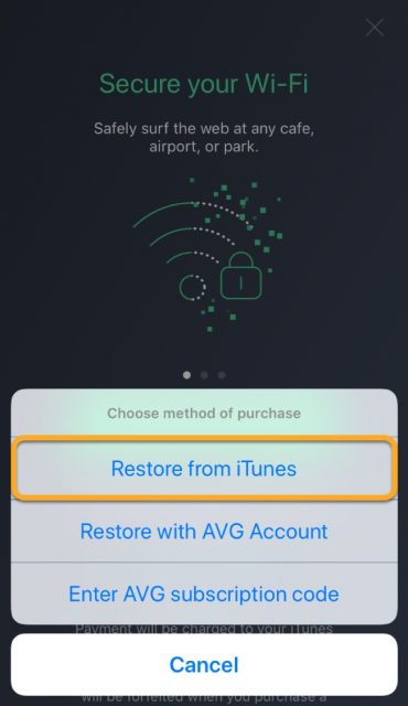 AVG VPN for iOS.
