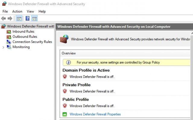 windows defender interface