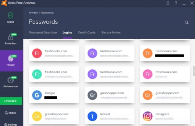 Avast passwords