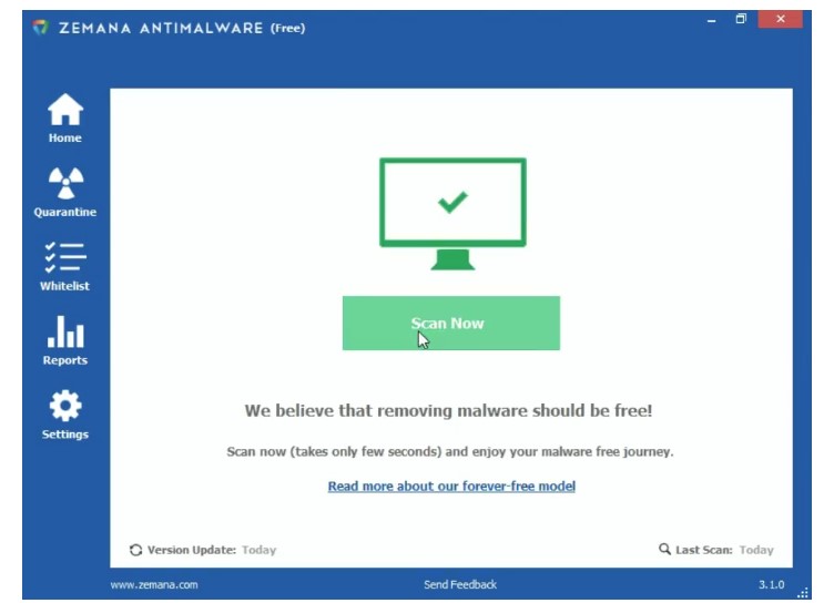 Zemana: antimalware, setup, scan