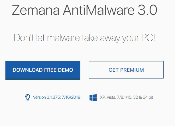 Zemana: antimalware, free version