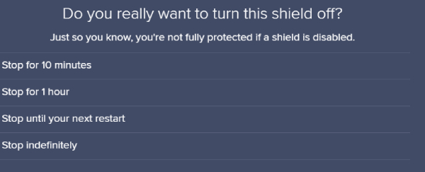 Avast: core shields