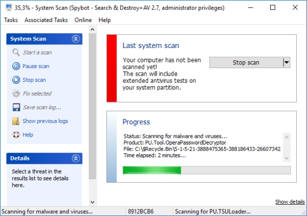 Spybot review, pros and cons, system scan