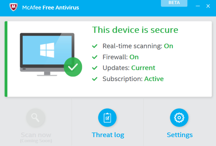 McAfee Free Antivirus.