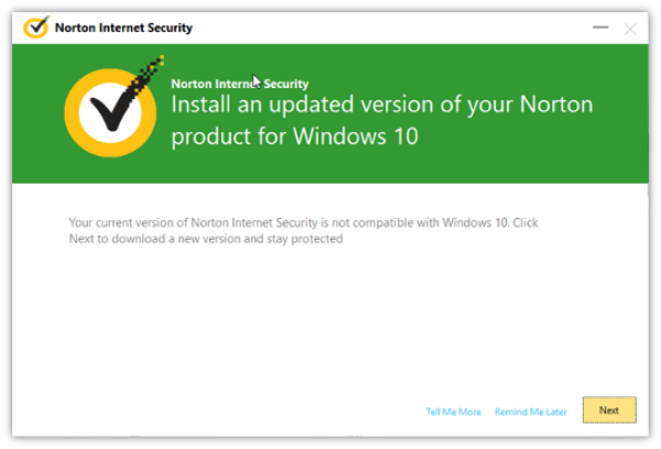 Norton Antivirus for Windows, installation.