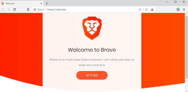 Brave Browser, amin page.