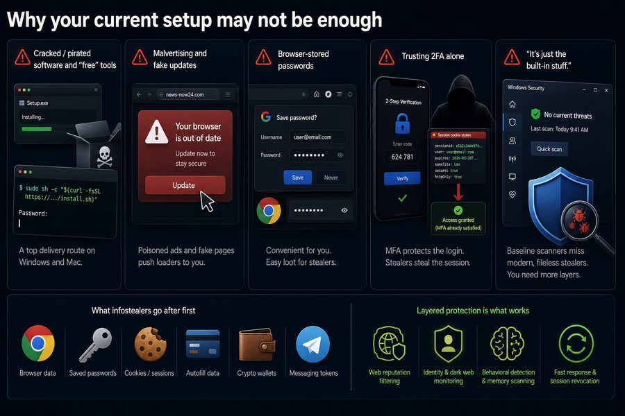 Why a typical antivirus and 2FA setup may not stop infostealers