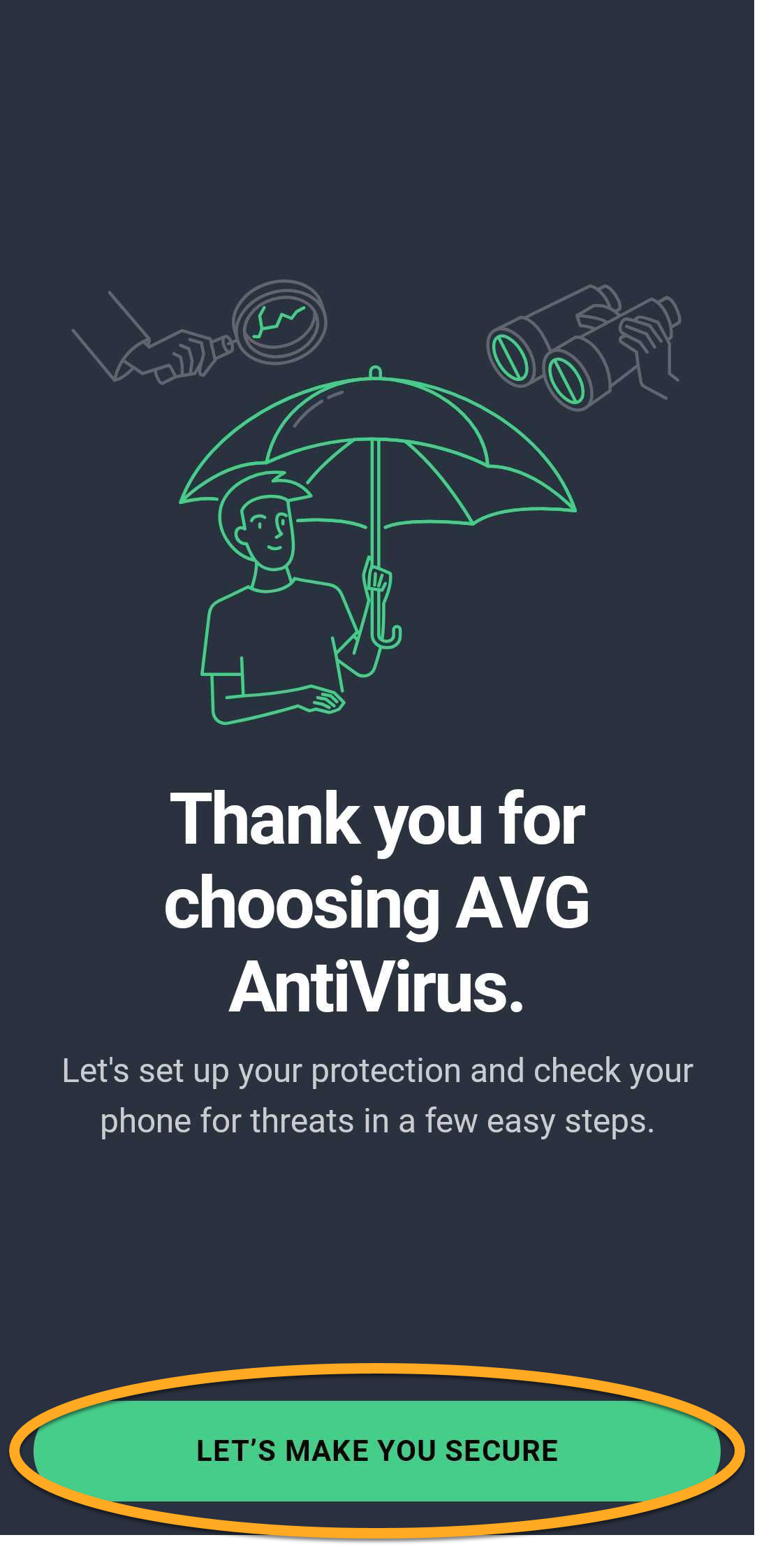 Official AVG Android setup checklist for securing the device