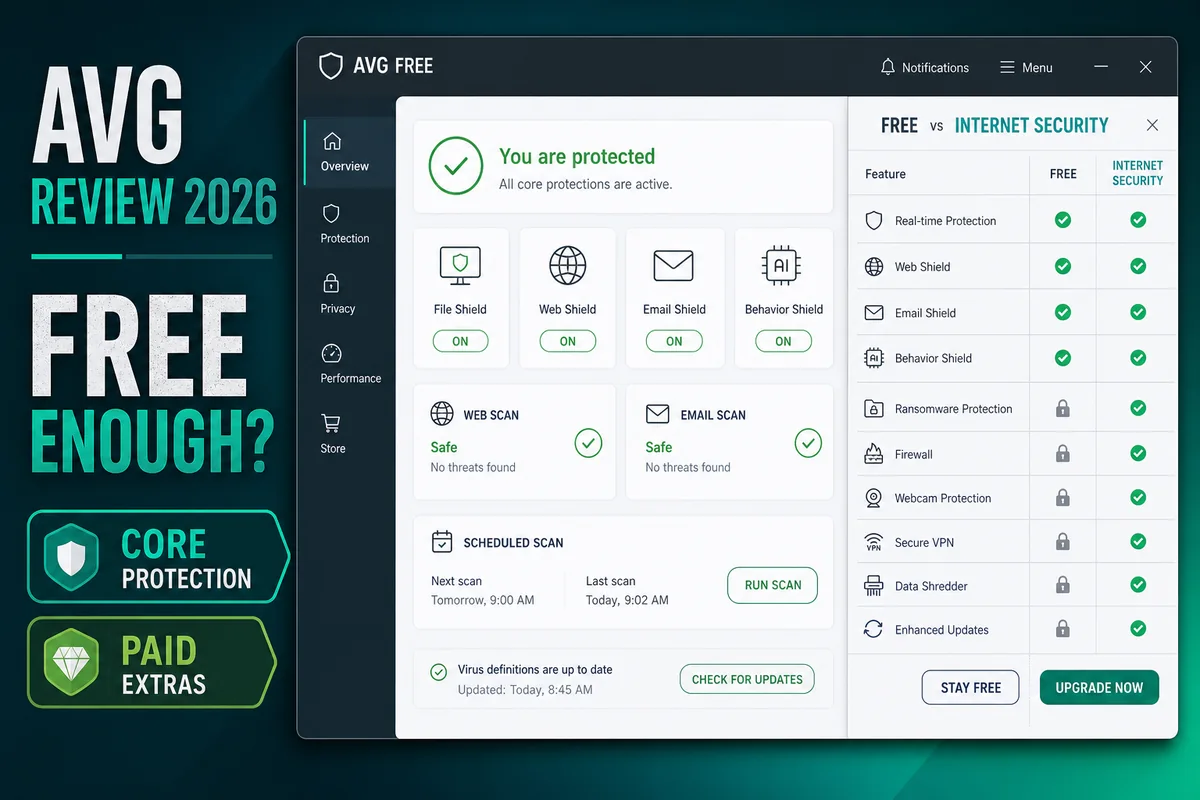 AVG Antivirus Review 2026 product features, lab results and pricing