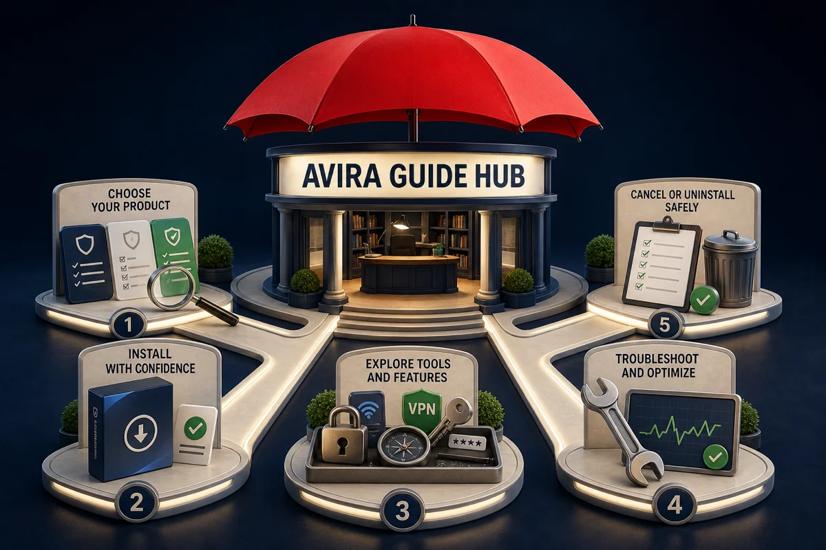 Avira guide hub routes for choosing installing tools troubleshooting cancellation and removal