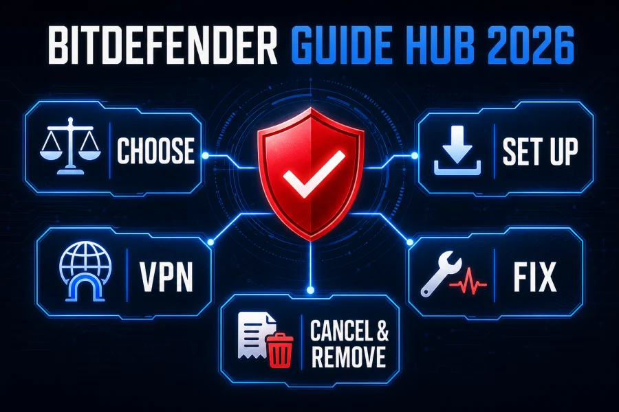 Bitdefender guide hub routes for choosing setup VPN troubleshooting cancellation and complete removal