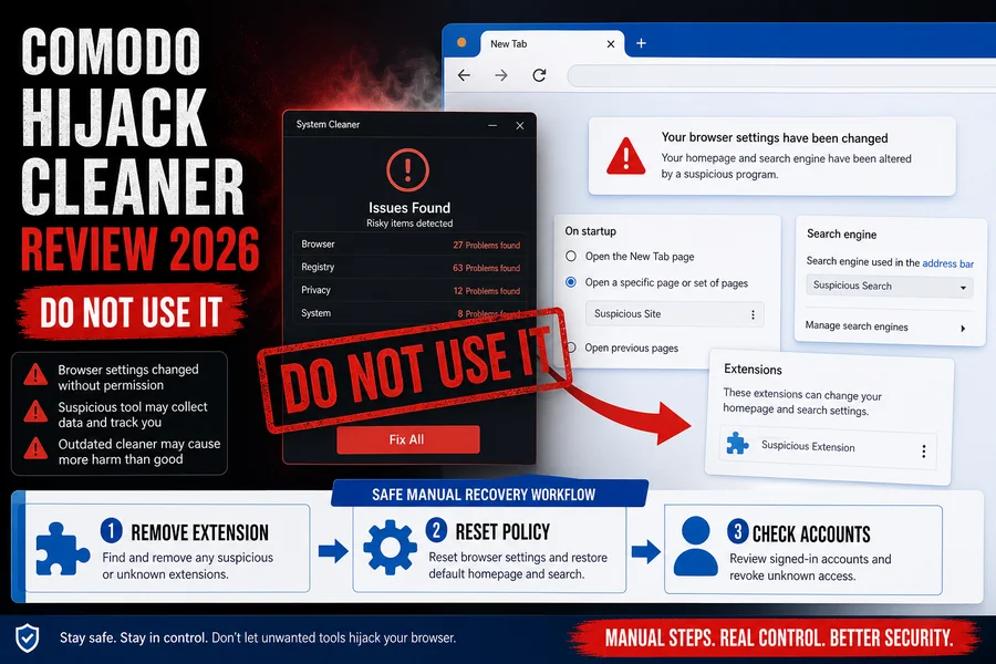 Comodo Hijack Cleaner Review 2026 evidence and product interface overview