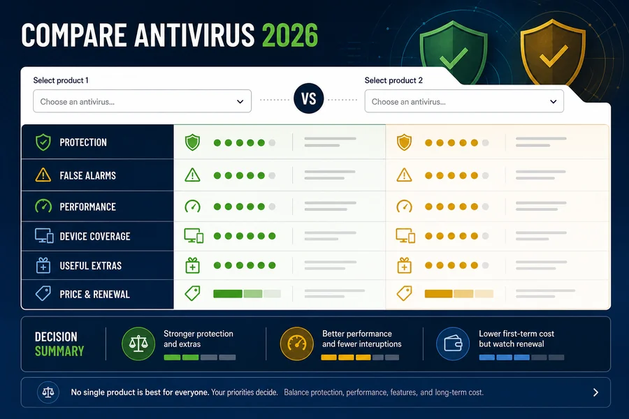 Antivirus Comparison 2026 key security checks and decision points