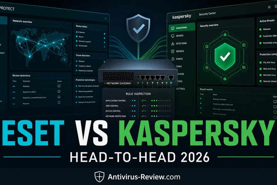 ESET vs Kaspersky in 2026: The Two Techie Favorites, One Ban Apart antivirus comparison dashboard for 2026