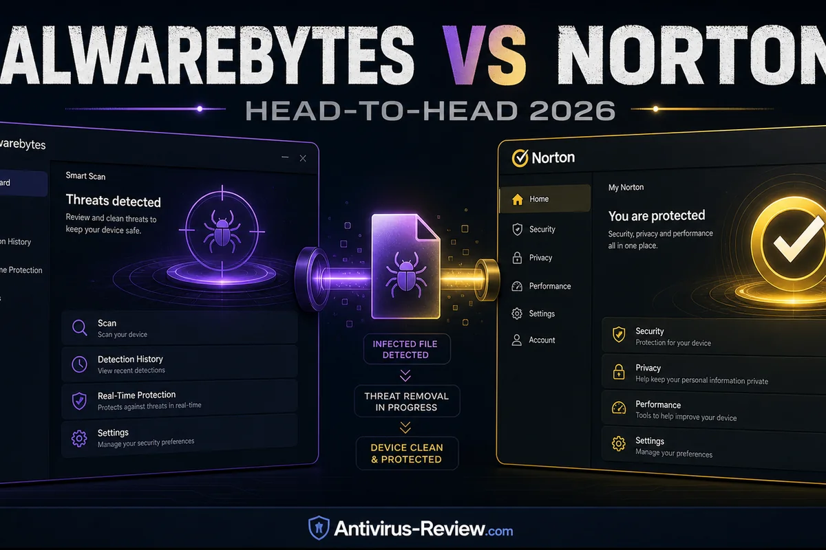 Malwarebytes vs Norton in 2026: Simple Engine or Full Bundle? antivirus comparison dashboard for 2026