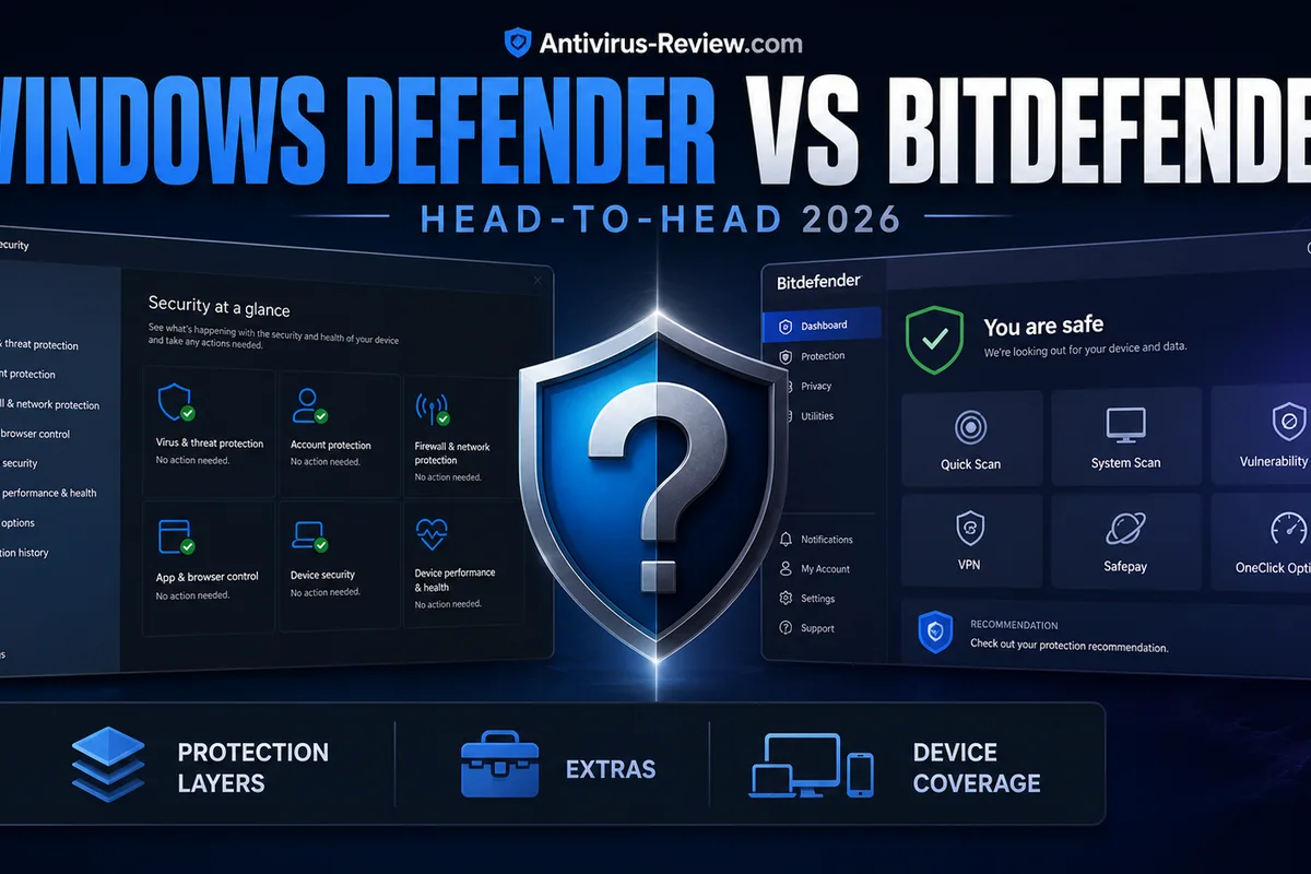 Microsoft Defender vs Bitdefender: Is the Free Baseline Enough in 2026? protection, features, performance and price comparison