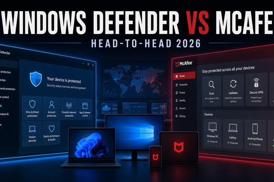 Microsoft Defender vs McAfee: Keep the Preinstalled Trial or Delete It? antivirus comparison dashboard for 2026