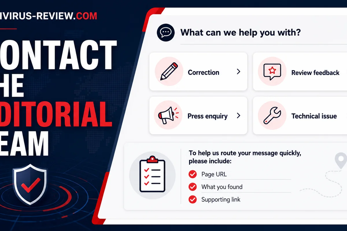 Contact routes for corrections, review feedback, press enquiries and technical issues