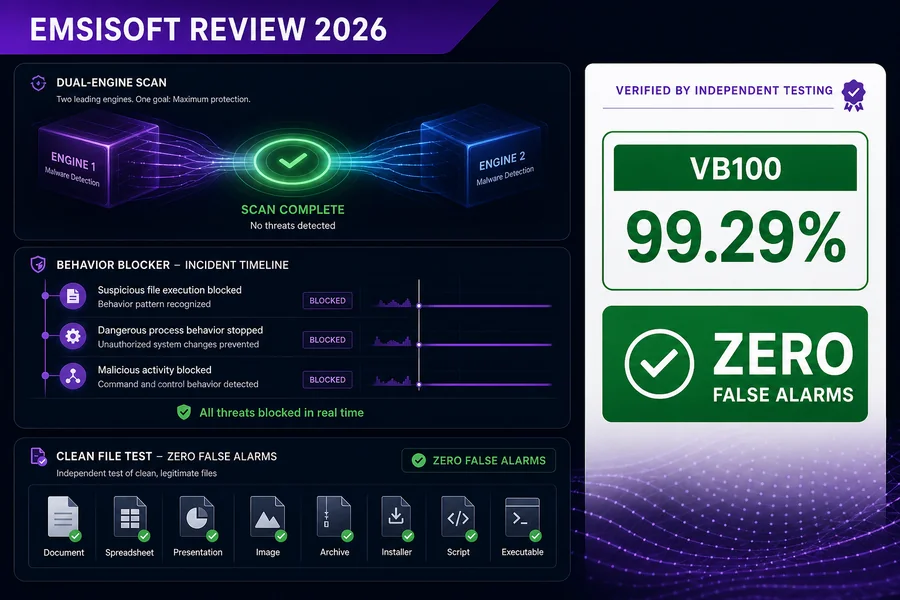 Emsisoft Review 2026 evidence and product interface overview