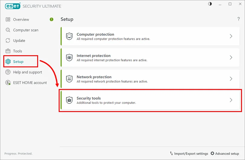 Safe Banking and Browsing tile in the ESET Windows dashboard