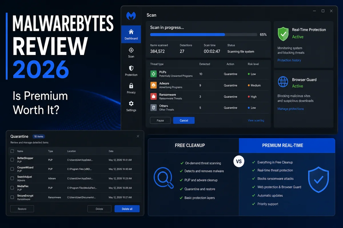 Malwarebytes Review 2026 product features, lab results and pricing