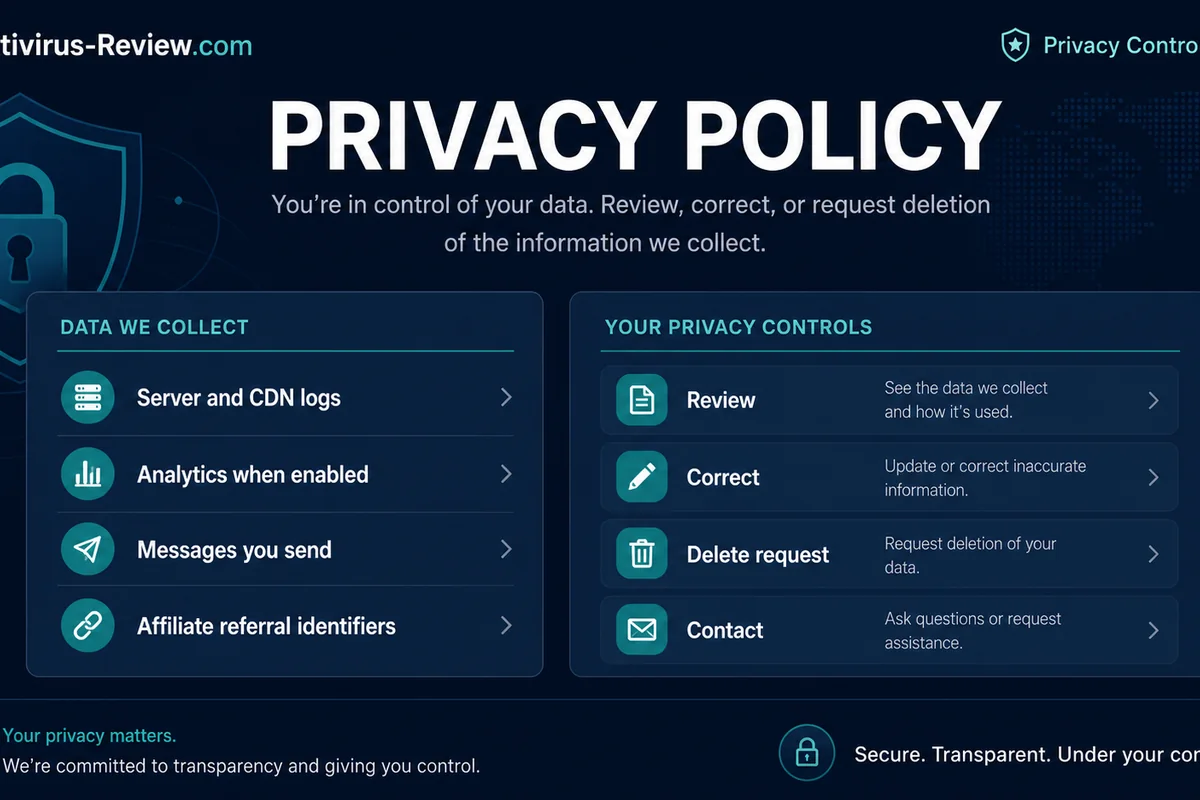 Privacy policy data categories and user request controls