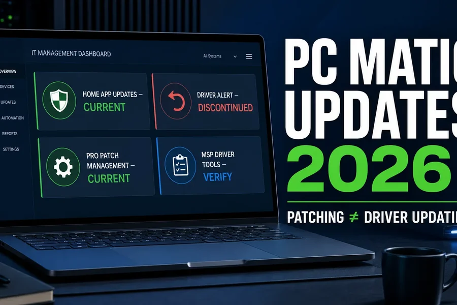 PC Matic 2026 status for home app updates, discontinued Driver Alert, Pro patching and MSP driver tools