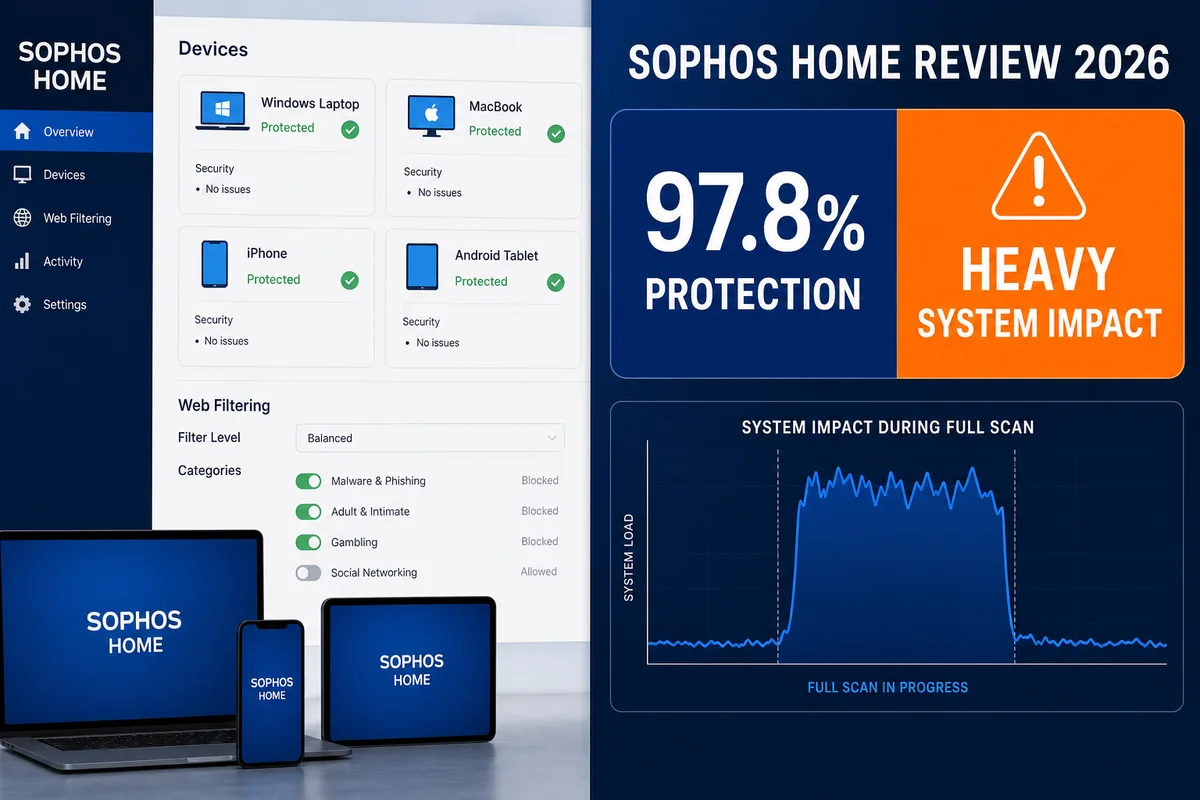 Sophos Home Review 2026 evidence and product interface overview