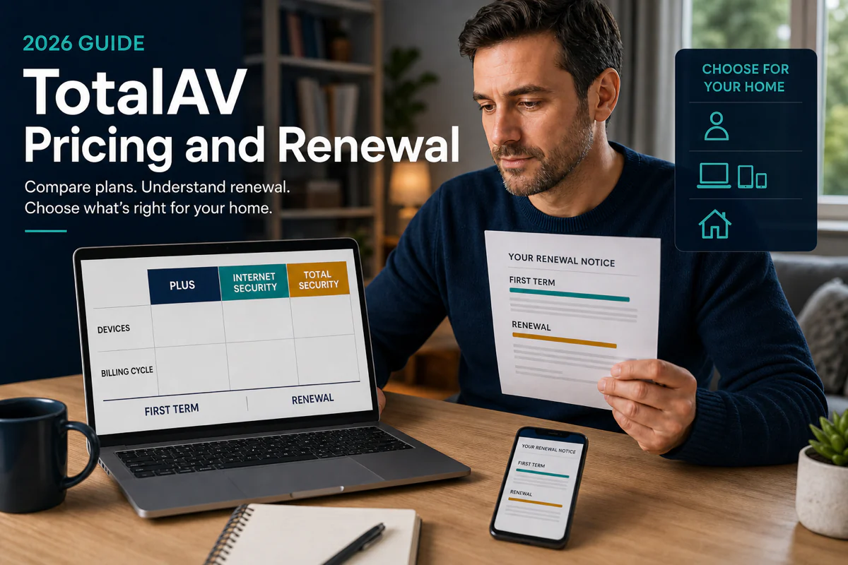 TotalAV customer comparing the first-term deal with the regular annual renewal on a billing receipt