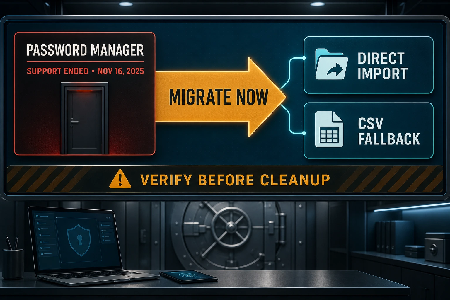 Trend Micro Password Manager service ended November 16 2025 with direct import and CSV fallback rescue paths