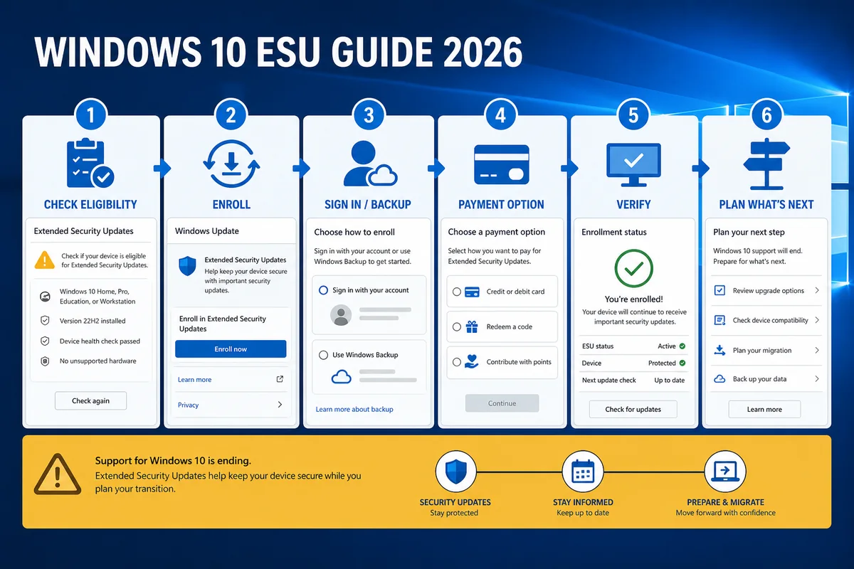 Windows 10 ESU Guide 2026 key security checks and decision points