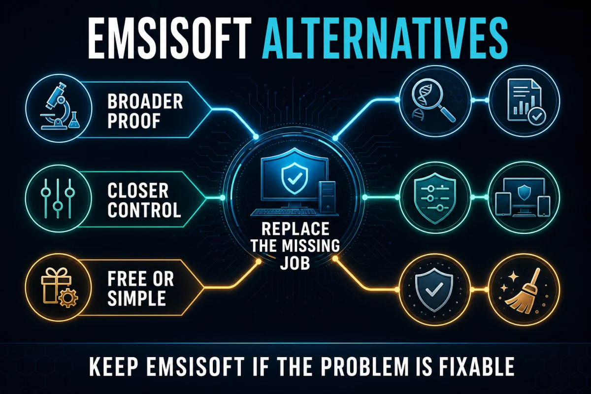 Emsisoft alternatives organized by broader lab proof closer control free protection and simple cleanup