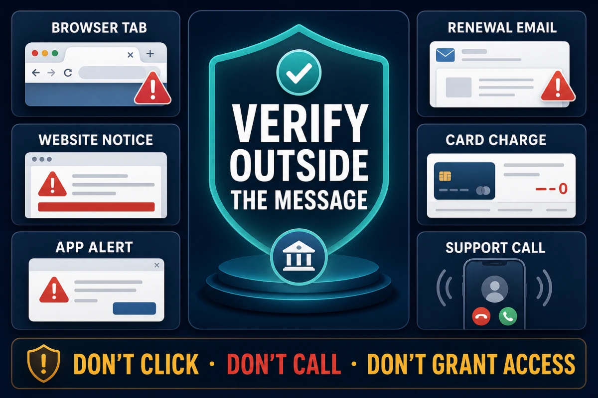 MacKeeper alert verification across browser tabs website notifications app alerts renewal emails card charges and support calls