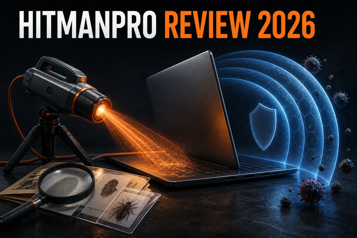 HitmanPro review showing a separate second-opinion scan and optional always-on protection layer
