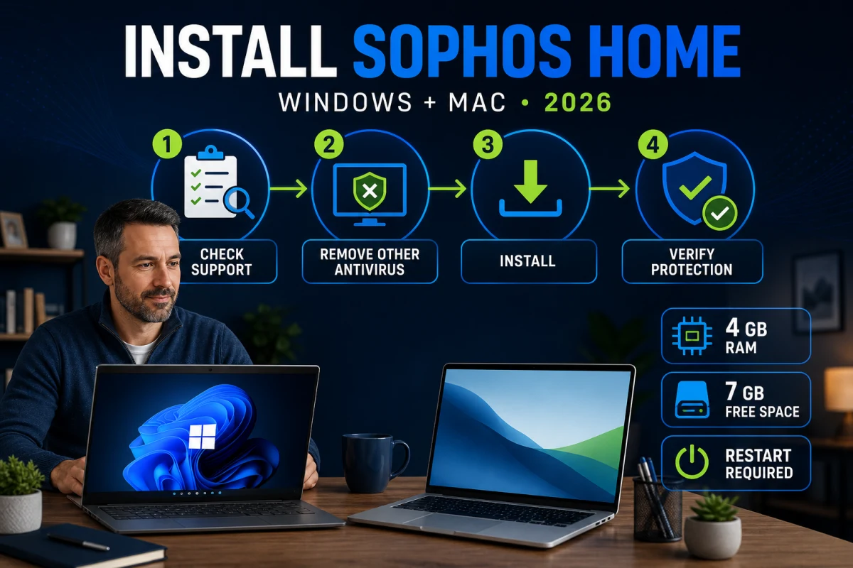 Sophos Home installation workflow for supported Windows and Mac computers