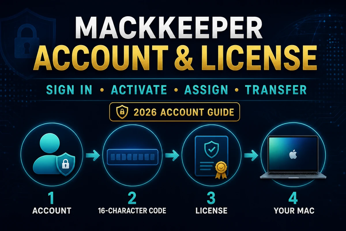 MacKeeper account, 16-character activation code, license and assigned Mac relationship