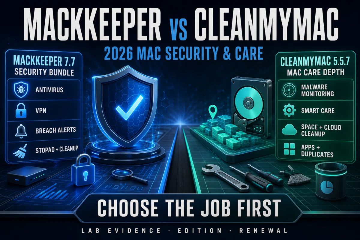 MacKeeper 7.7 security bundle versus CleanMyMac 5.5.7 Mac care and cleanup depth