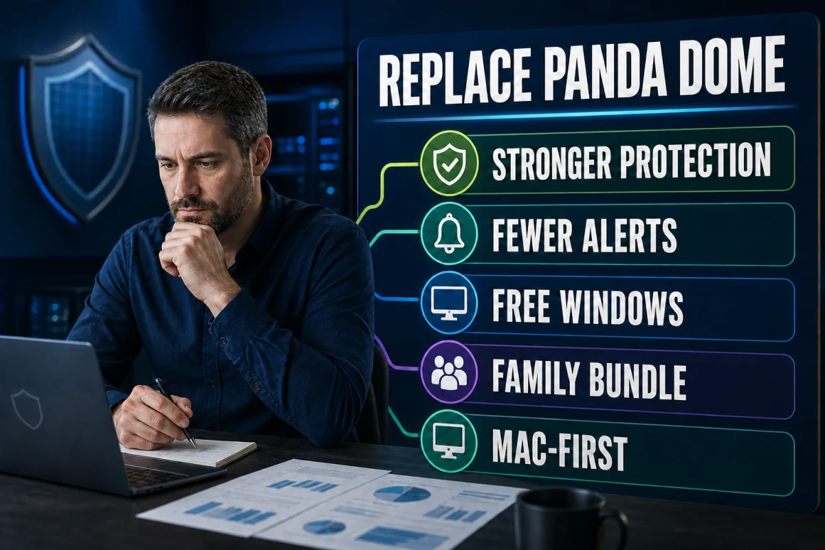 Panda Dome replacement decision by protection alerts free Windows family bundle and Mac-first needs