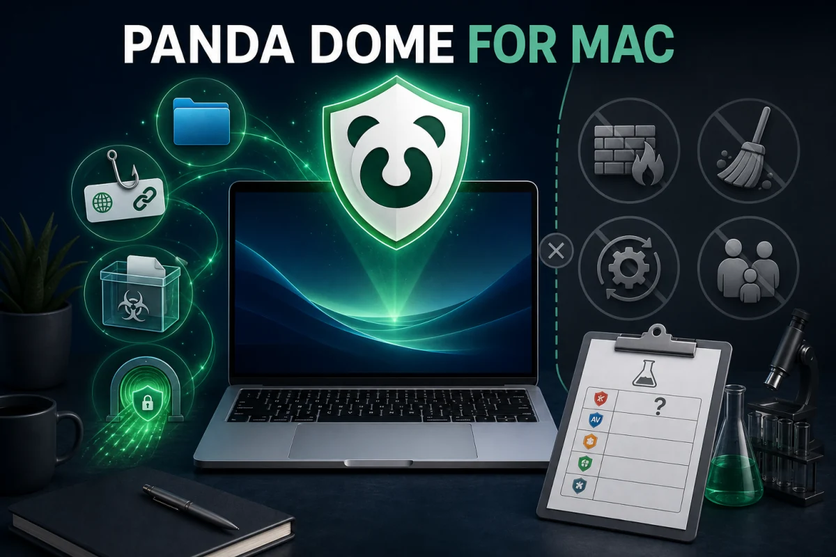 Panda Dome for Mac protection scope with file scanning phishing quarantine VPN Windows-only feature limits and independent test gap
