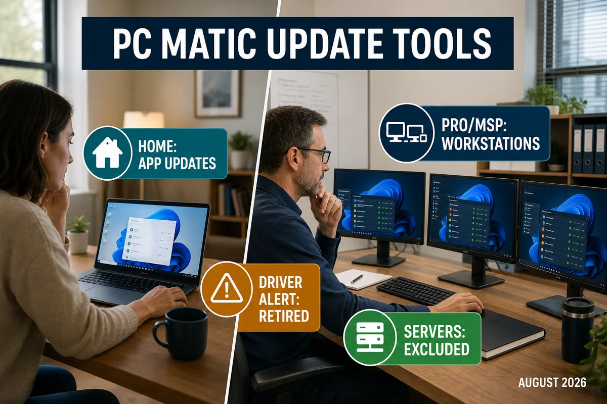 PC Matic Home application updates, retired Driver Alert and managed workstation update scope