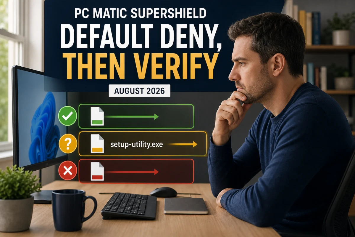 PC Matic SuperShield default-deny check for a known, unknown or blocked Windows file