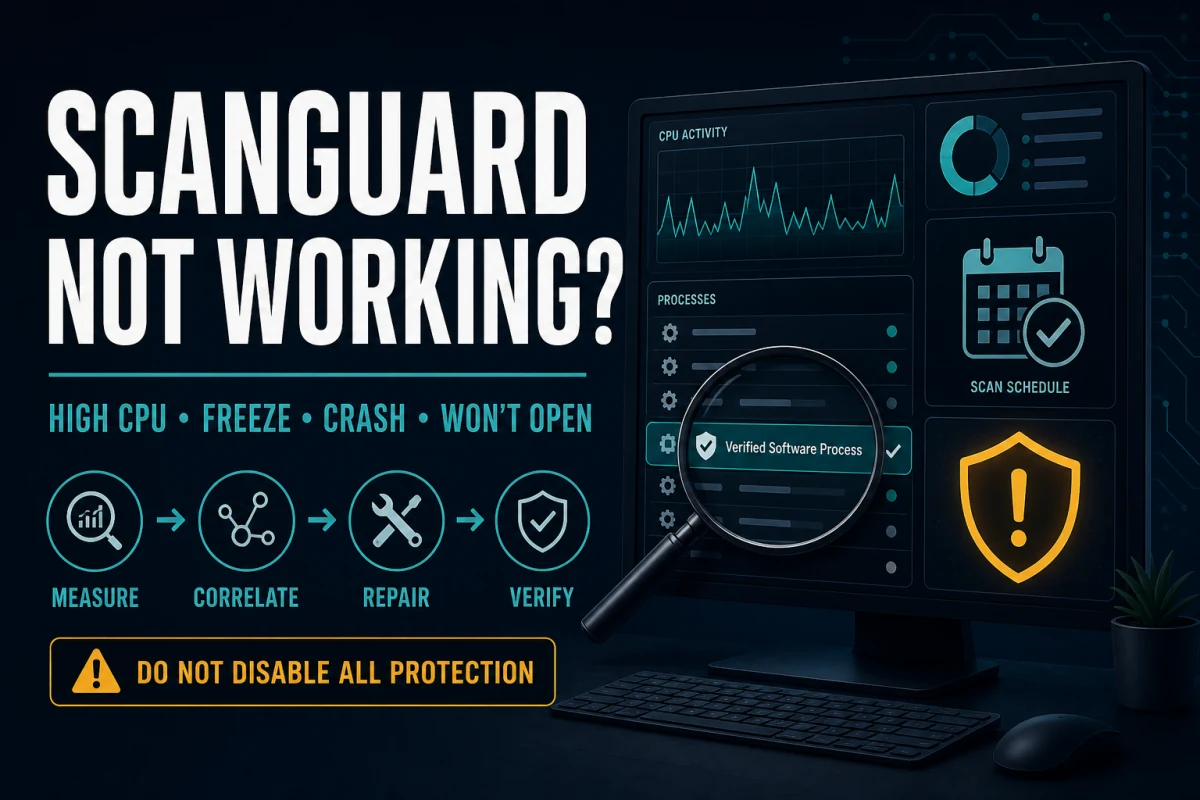 Scanguard not working and high CPU diagnosis for freezes, crashes, scans and verified repair