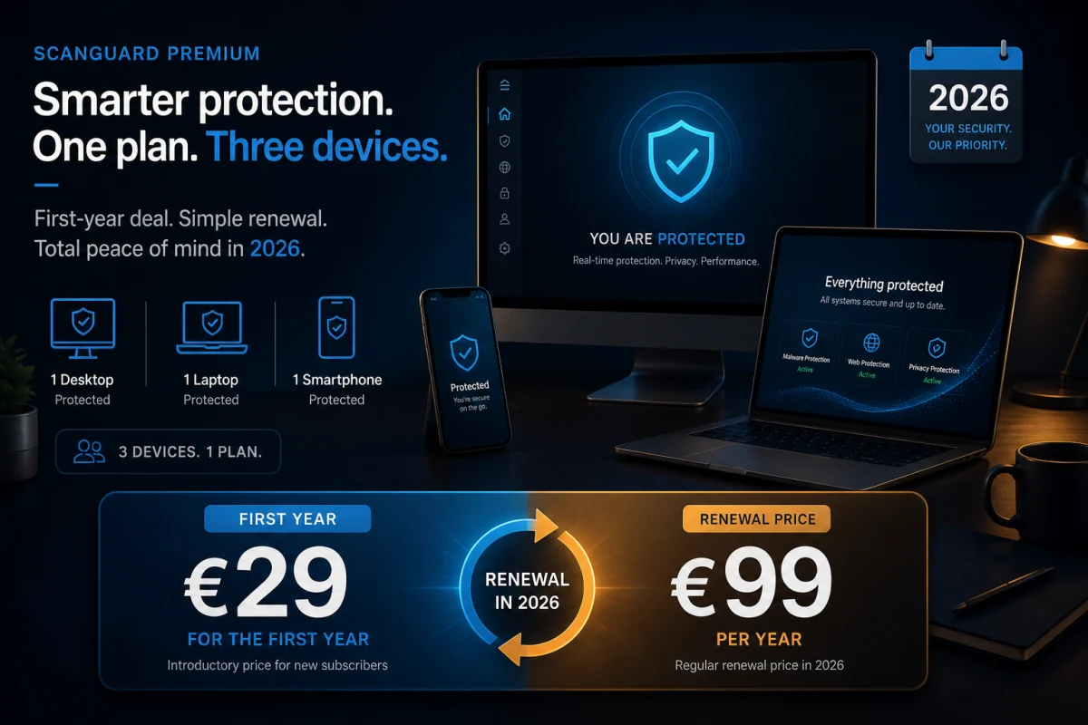 Scanguard first-year and annual renewal cost separated from add-on subscriptions